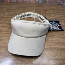 Blank Plain Solid Tan Visor Hat Cap Adult Mens Flexfit Medium Golf Cloth Band