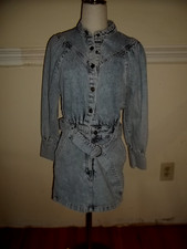 Nasty Gal Blue Jean Denim Long Sleeve Belted Mini Dress Size 4 NWT