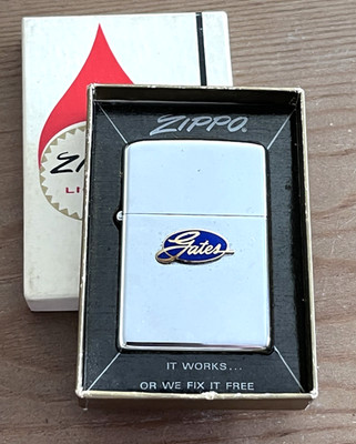 Vintage 1969 Zippo Gates Automotive Emblem Chrome Lighter w