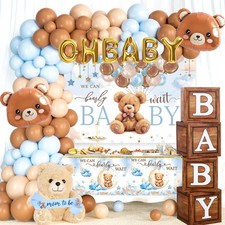 We Can Bearly Wait Baby Shower Decorations, Teddy Bear Printed Backdrop, Cute...
