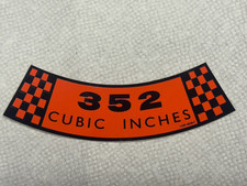1958 - 1965 Ford Car And Truck Mercury 352 Cubic Inches Air Cleaner Lid Decal 1958 - 1965 Ford Car And Truck Mercury 352 Cubic Inches Air Cleaner Lid Decal