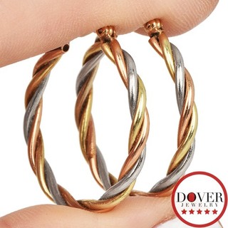Pendientes de aro trenzados de tres tonos de oro de 14K Estate 2 9 gramos sin precio base