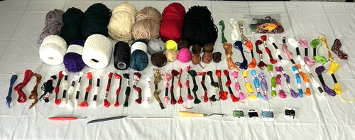 Huge Mixed Yarn Embroidery Floss Crochet Hooks Needlecraft Craft Destash Lot