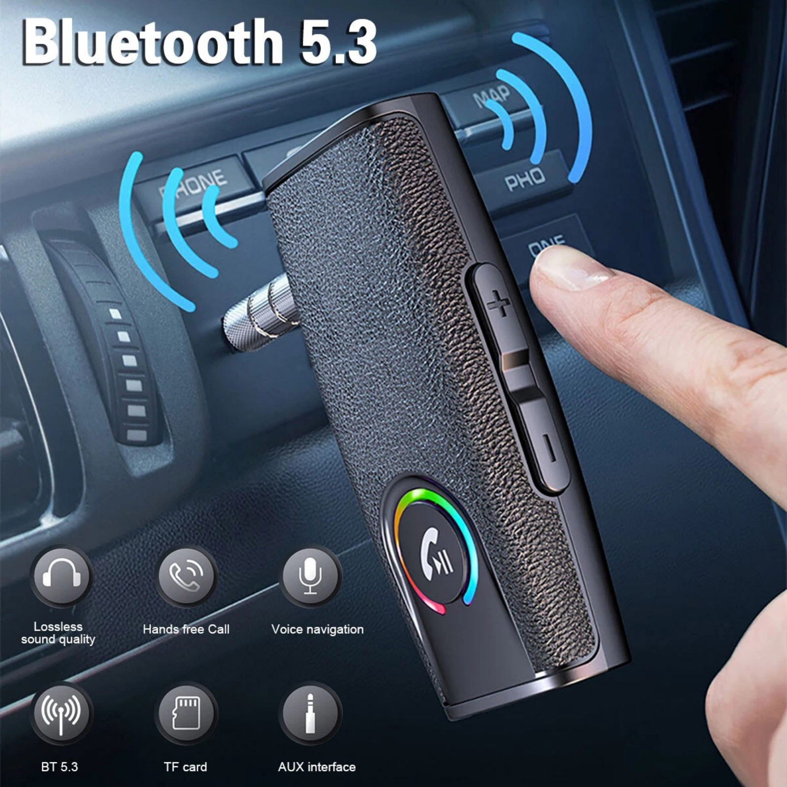 Portable Bluetooth 5.3 Audio Music Receiver Wireless 3.5mm AUX Car Adapter