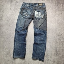 Pantalones de mezclilla vintage Kosmo Lupo Y2K Japón multibolsillos azules para hombre talla 34