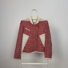 IRO Aubrey Jacket Red Cotton Tweed Suede Trim Mesh Paneled Size 42