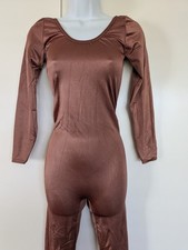 Vintage Costume Gallery Leotard Unitard Bodysuit stirrups brown USA adult L suit