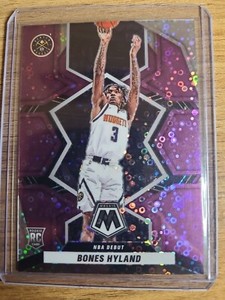 2021-22 Panini Mosaic Bones Hyland Rookie RC Purple Disco 04/50 #214 Nuggets