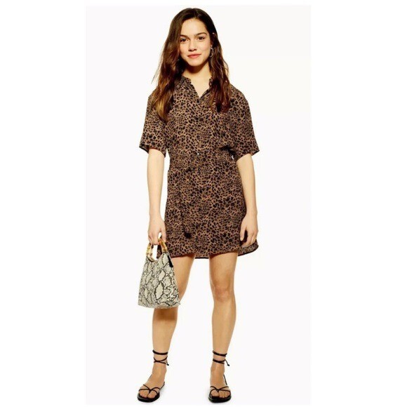 leopard print mini shirt dress Leopard Print Faux Suede Mini Shirt Dress