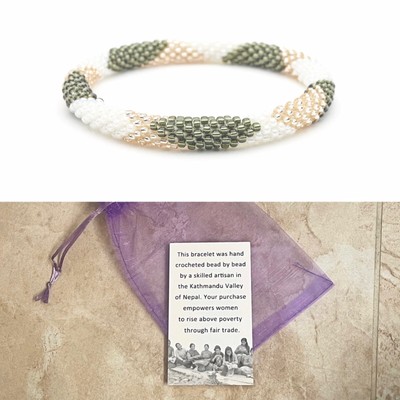 NEW HIGH QUALITY BEADED BRACELET HANDMADE IN KATHMANDU - FAIR TRADE - FREE SHIP!