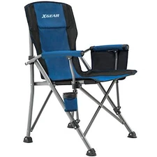 Camping Chair with Padded Hard Armrest Sturdy Folding Camp Chair with Cup Hol...