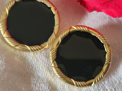 Lot De 6 Boutons Vintage Métal Noir Doré Élégants - 2 Cm à Pied - Occasion