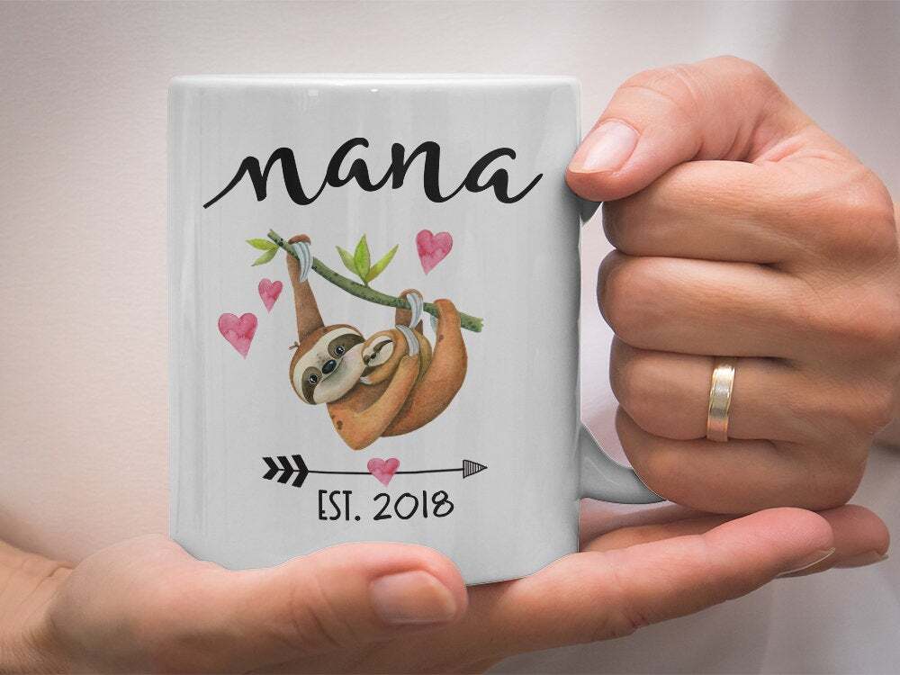 Custom Grandma Nana Sloth Mom Mug Cute Birthday Gift Grandmom New Grandmother