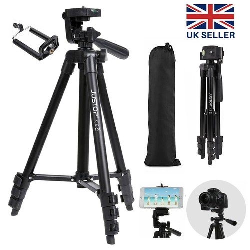 Lightweight Aluminium Tripod Telescopic Camera DSLR Stand With Phone Holder UK