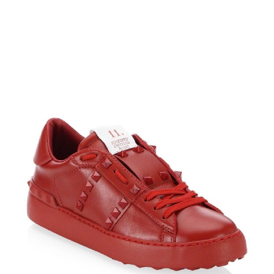 Fiasko grøntsager tråd Valentino Garavani 11. Women Rockstud Studded Leather Sneakers Shoes Red  $795 | eBay