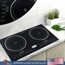 110V Induction Cooktop 2 Burners Electric Hob Cook Top Stove Ceramic Cooktop USA