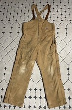 Vintage Walls Blizzard Pruf Brown Bib Overalls Insulated 38-40 Large Quilt Lined