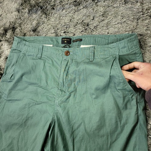 Quiksilver Shorts Men's 40 X 8 Green Cotton Logo High Rise Straight Tapered Fit - Picture 15 of 18
