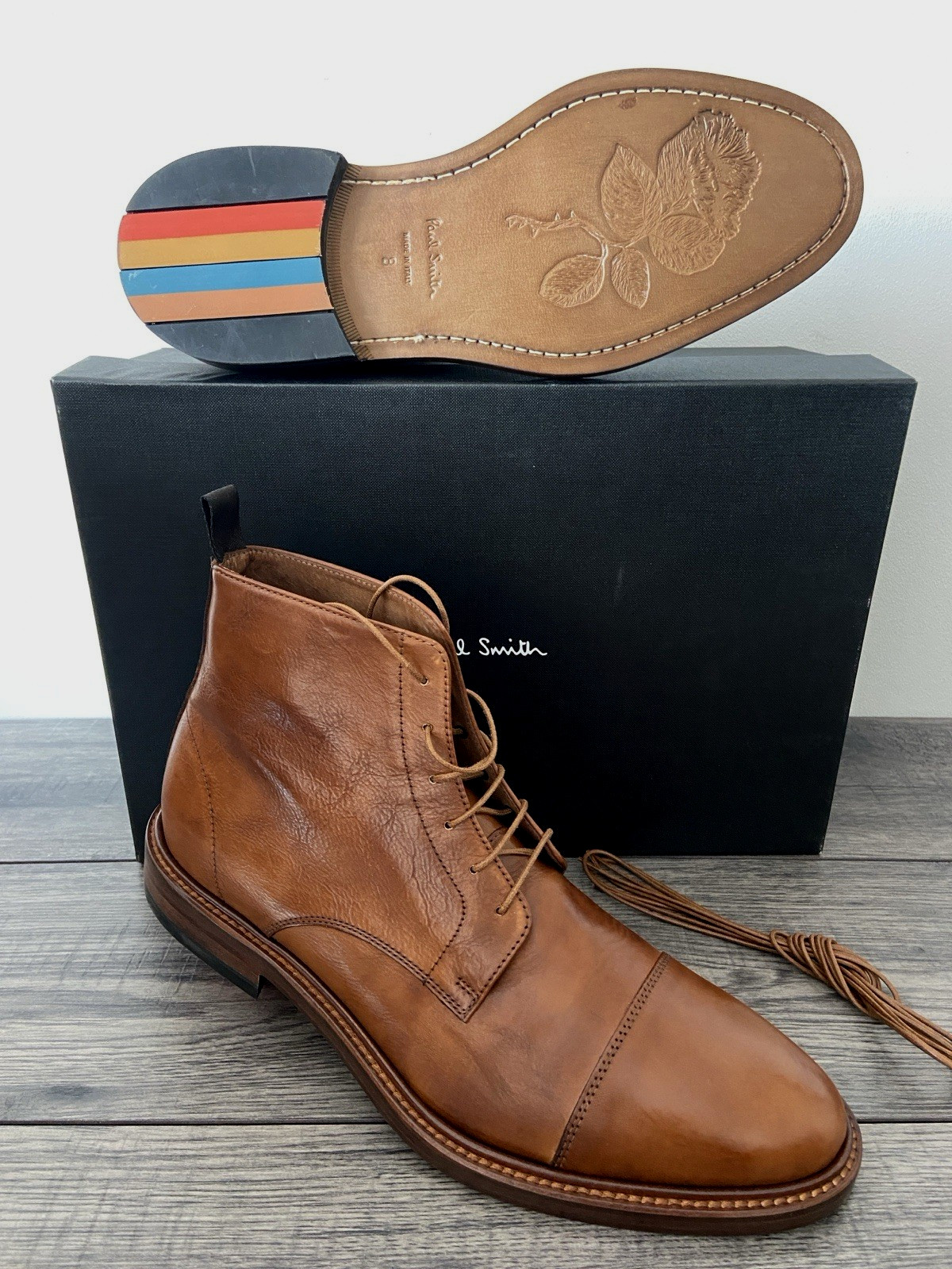 PAUL SMITH LEATHER JARMAN BOOTS UK 8 EU 42 RETAIL £425 MADE IN ITALY BNIB