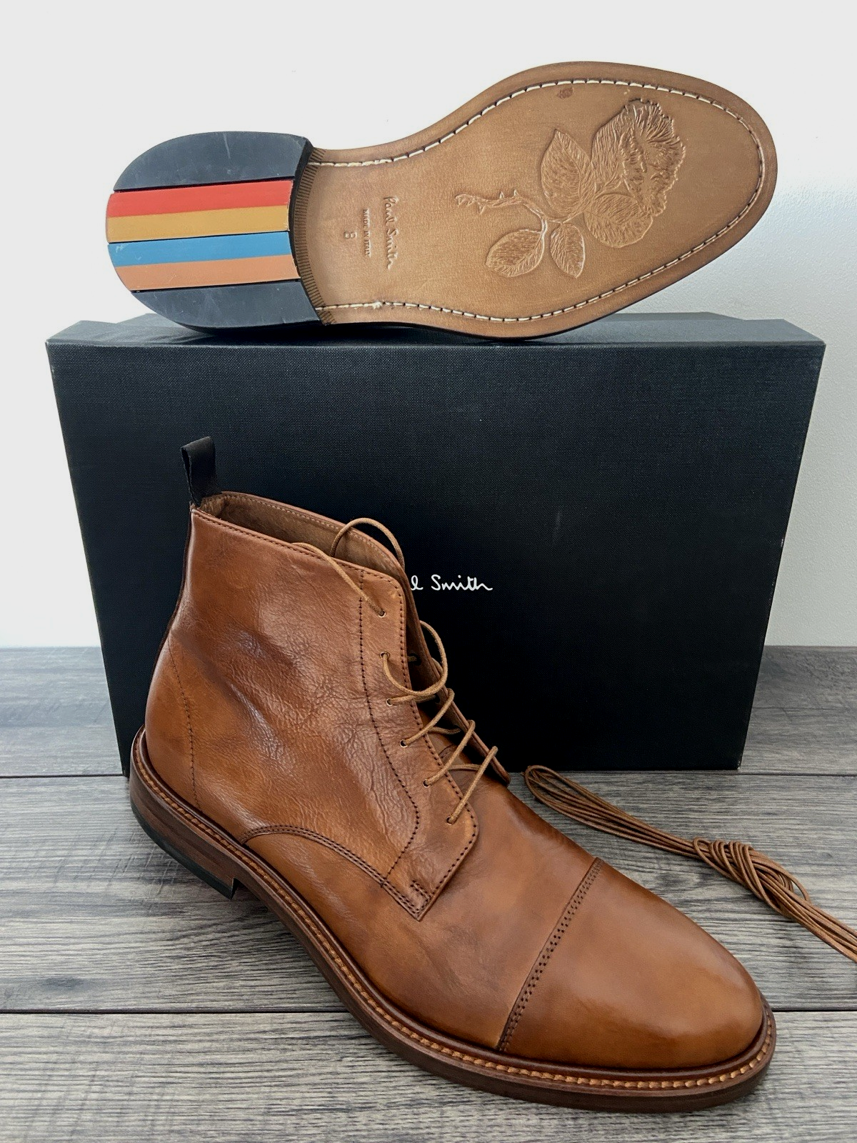 PAUL SMITH LEATHER JARMAN BOOTS UK 8 EU 42 RETAIL £425 MADE IN ITALY BNIB