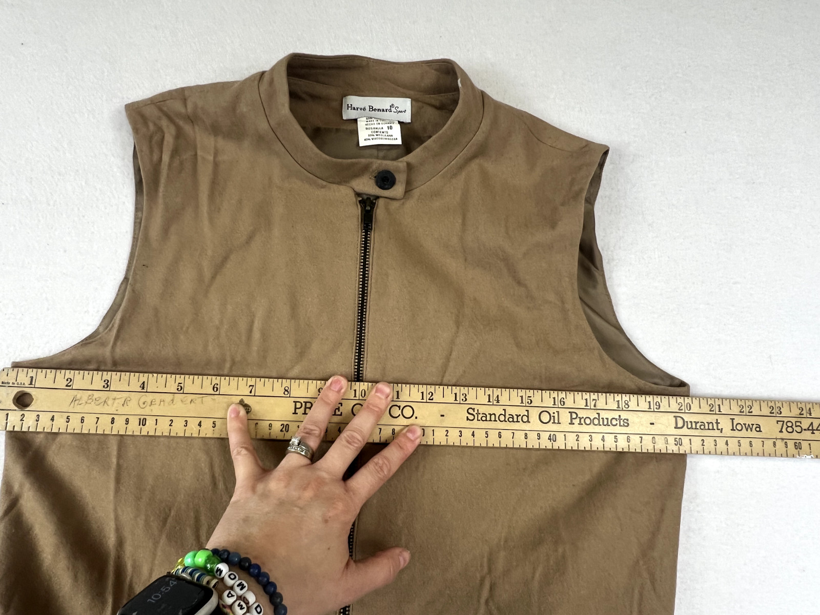 Harve Benard Sport Womens Vest Full Zipper Pocket Tan Wool Blend 10 Capsule