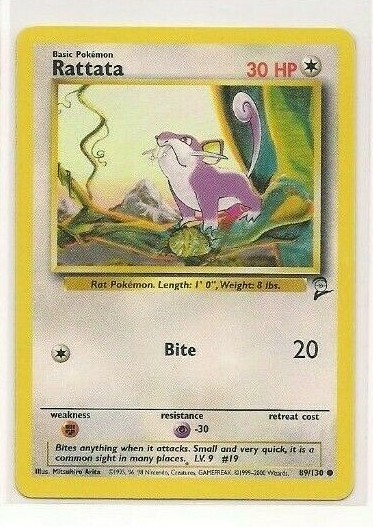 Pokemon Rattata 89/130 Base Set 2 - Common near mint condition