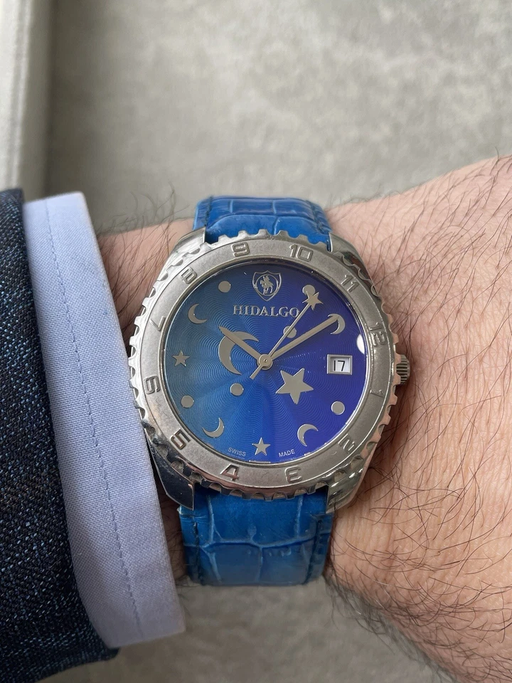 Reloj Hidalgo Luna y Estrellas Hecho en Suiza Ultra Raro Todo Original Funcionando Bien Foto 2 de 4