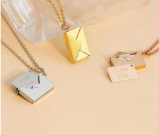 Collana con ciondolo a busta con lettera d'amore gioielli in acciaio+ incisione