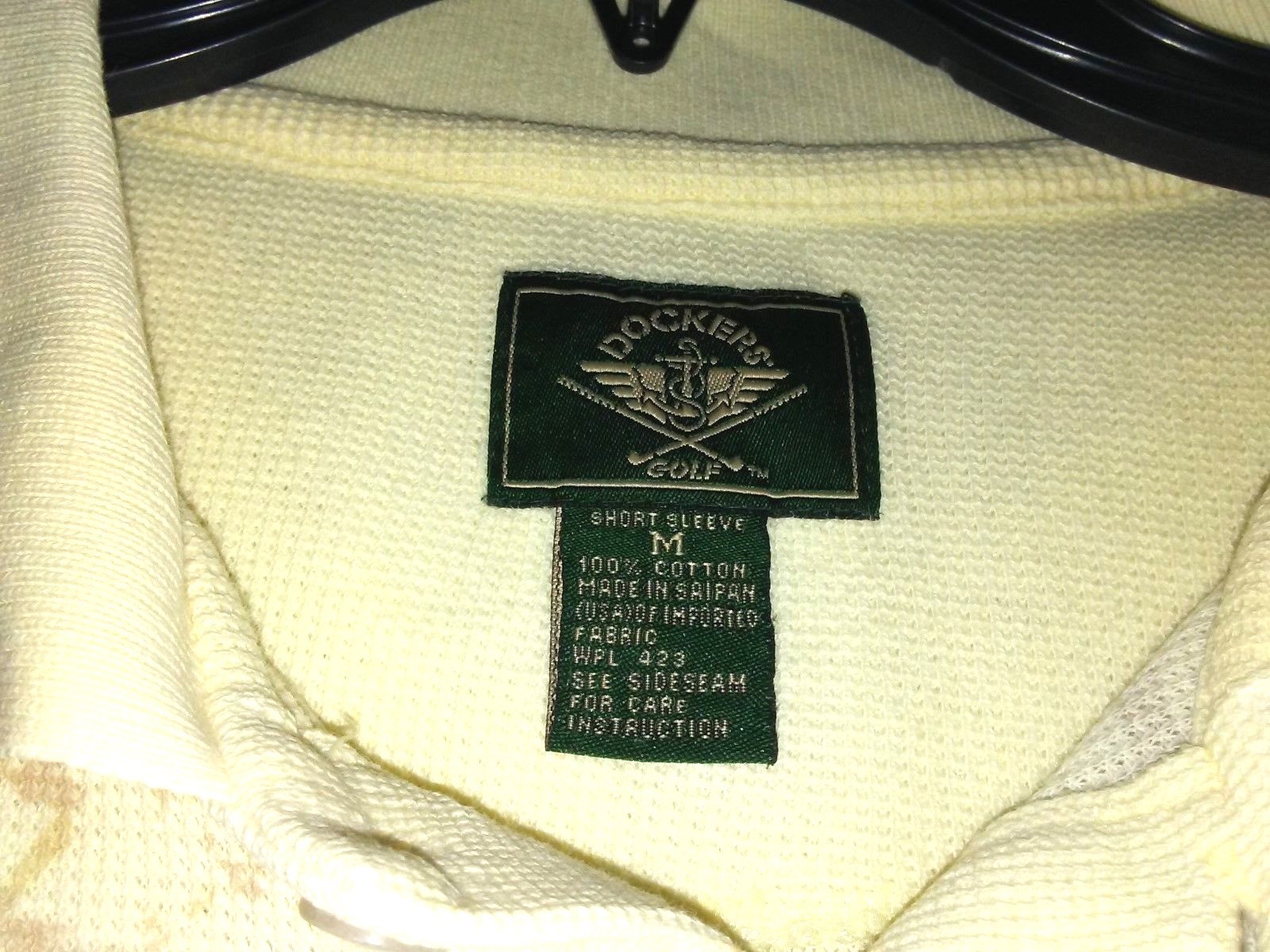 Dockers Mens Golf Polo Short Sleeve Shirt Light Yellow Medium Free Shipping image 4