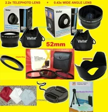 0.43x WIDE ANGLE +2.2x TELEPHOTO LENS+ADAPTER to CANON SX410 IS, SX420 IS  52mm