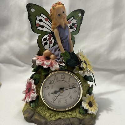 Fantasy Magical Blonde Fairy Garden Flowers Clock Resin  Decoration Decor