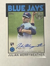 Julian Merryweather 2021 Topps 1986 Auto #86BJME RC Rookie Card Blue Jays