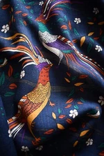 🆕️NEW Authentic DRAKE'S London Navy BIRDS OF PARADISE Print 100% WOOL Scarf