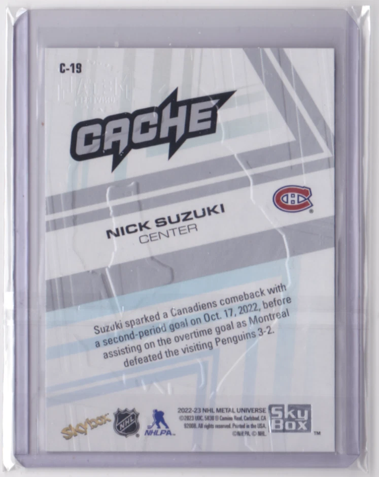 2022-23 NHL METAL UNIVERSE CACHE INSERT NICK SUZUKI #C-19 MONTREAL CANADIENS - Image 2 of 2