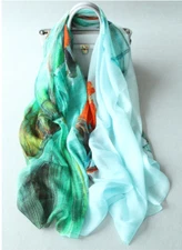 100% Silk Chiffon Scarf Women neckerchief Shawl large Wrap blue yellow red JH8-7