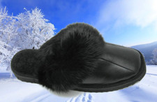 genuine leather - real sheepskin fur mules with decorative real fur /No 6.5US