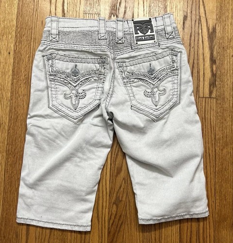 Rock Revival Rasmus Biker Shorts Supreme Stretch Men's Size 30 White/Light Grey - Picture 2 of 6