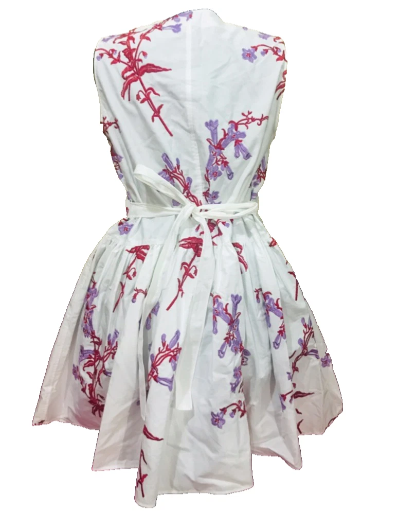 Abito bianco senza maniche con stampa floreale Miu Miu mini cintura corta taglia 44