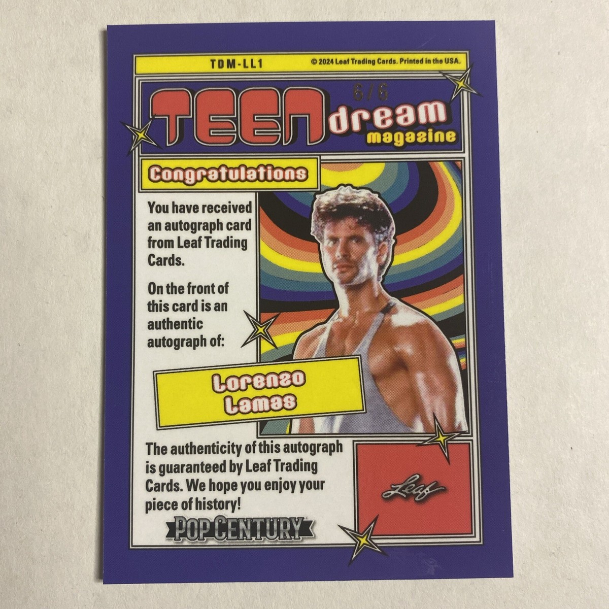 2024 Leaf Pop Century Blue Shimmer Lorenzo Lamas Auto 6/6 AB | eBay