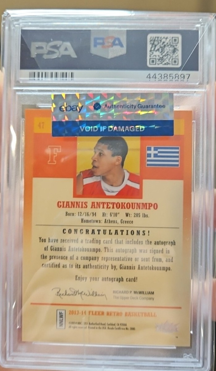 2013 Fleer Retro Signature Giannis Antetokounmpo RC Auto PSA 10