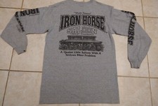 Vintange Made In USA Iron horse saloon Heather gray Long Sleeve Shirt Sz medium