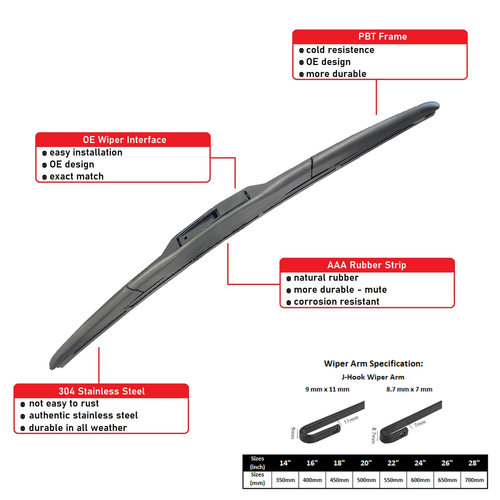 Front Hybrid Windshield Wiper Blade For GMC Canyon 2004-2011 Pair 22" 19" - Bild 2 von 4
