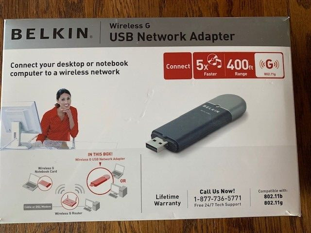 Belkin Wireless G USB Wi-Fi Network Adapter F5D7050 54 Mbps 802.11g Wi-Fi