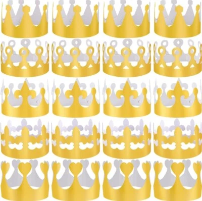 SIQUK 25 Pieces Golden Paper Crown Party Gold Crowns Hats King