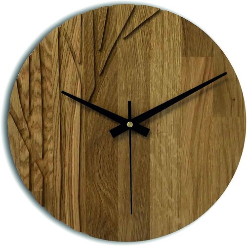 Antique Naturel Solide Moderne Minimaliste Arbre Unique en Bois Horloge Créateur - Photo 1/7