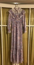 Ladies' Vintage Nightgown Long Lavender Pink Sheer w/ Lace Women's XS or S RARE