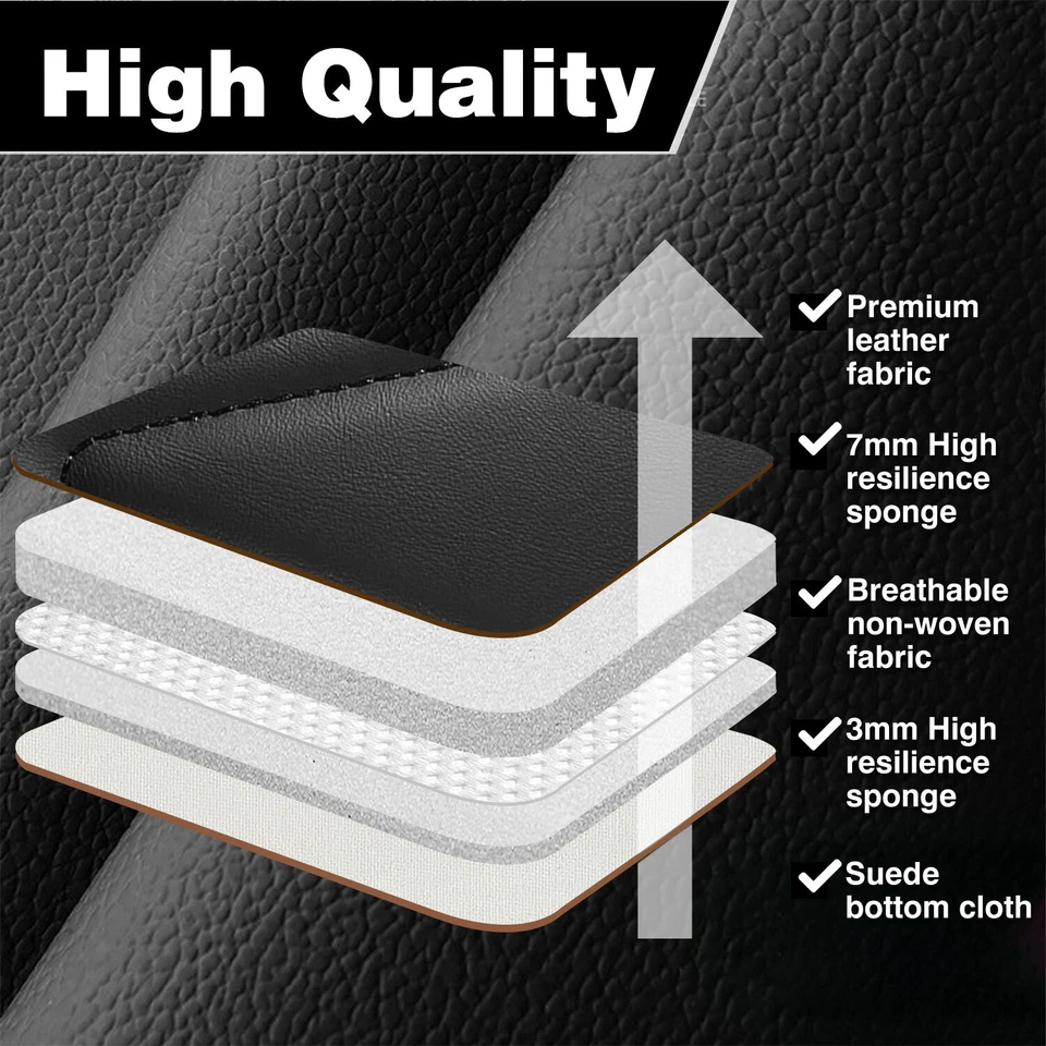 For Nissan Luxury Leather Car Seat Covers Full Set 5-Seats Front Rear Protectors - Image 4 of 4