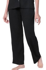 Cuddl Duds Women's Slub Knit Straight Leg Lounge Pant Blk