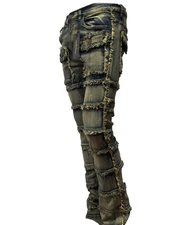 New! Evolution Distressed Pocketed Stacked Jeans w edge FW-588B Vintage