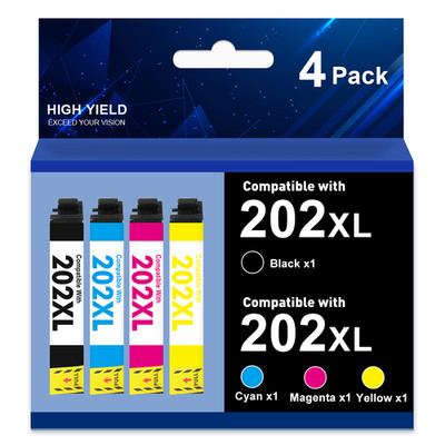 4PK 202XL T202 202 XL Ink Cartridges for Epson WorkForce XP-5100 WF-2860 Printer